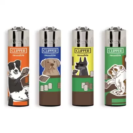 فندک کلیپر مدل Poker Dogs مجموعه 4 عددی